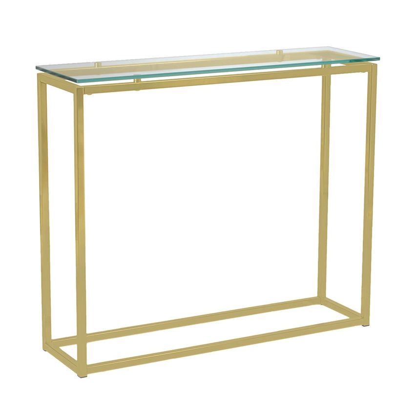 Geo Rectangle Clear Glass and Gold Console Table